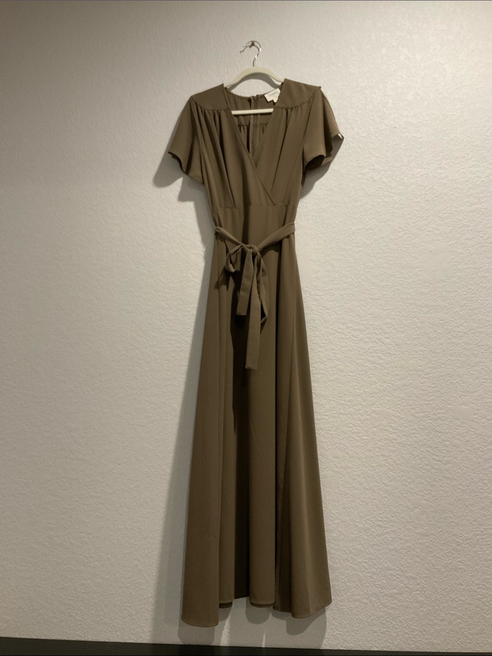 Everly Olive-Green Surplice Maxi Dress